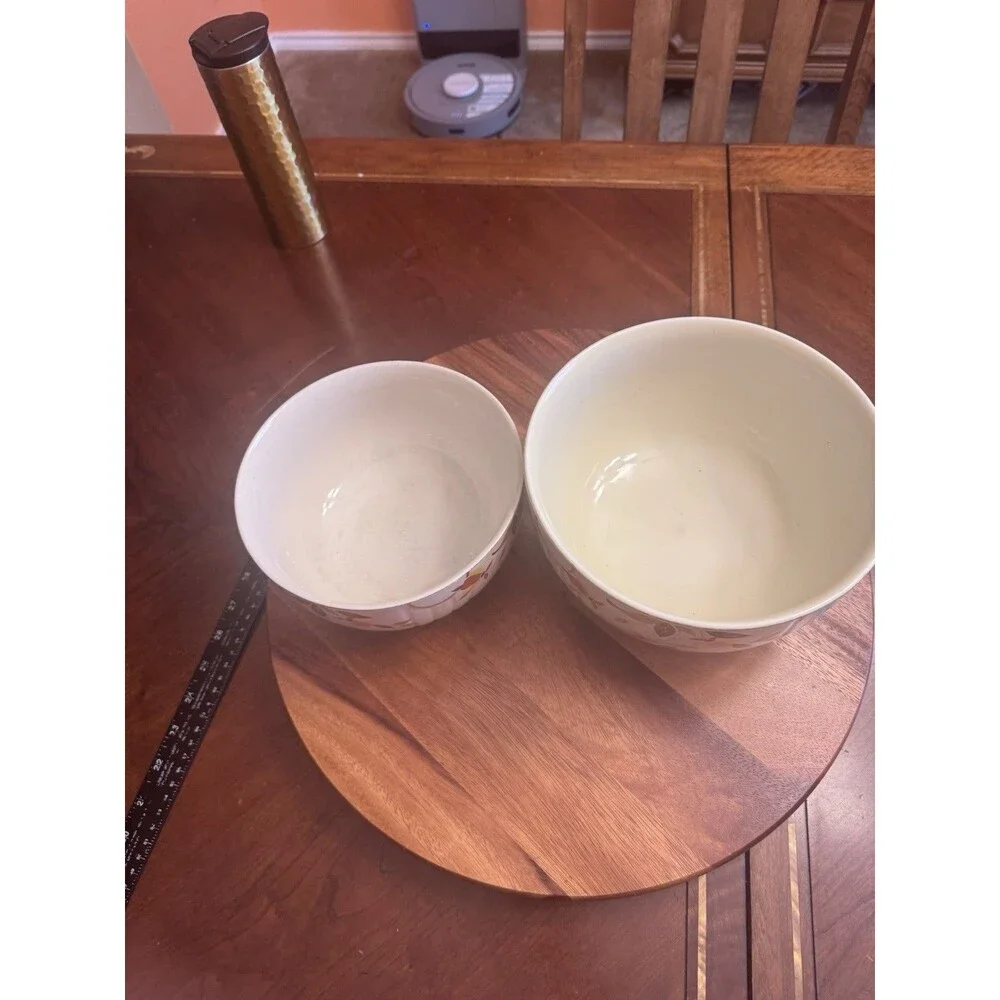 Crate & Barrel Bowls Set Of 2 Fine White Porcelain Handled Multi-Use